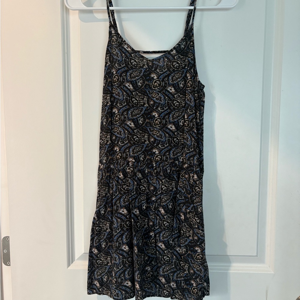 Elegant Black and Blue Paisley Dress